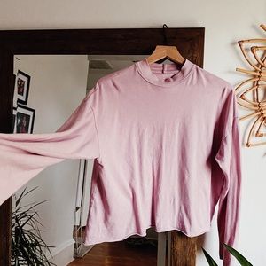 Aerie Pink High Neck Sleeve Blouse